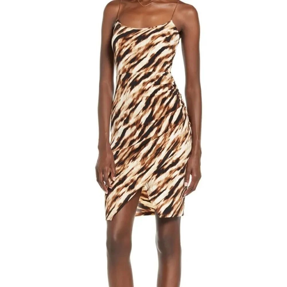 Leith faux wrap ruched dress baby doll dress XS